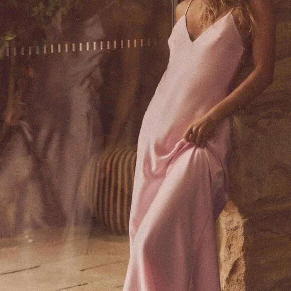 ZARA Satin Midi Dress – Pastel Pink – Size L – New (No Tags) 🎀 - Picture 2 of 13